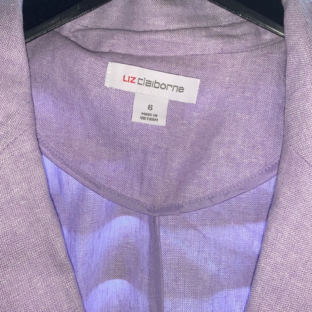 Liz Clairboune | Classic Fit Linen Blazer in Lavender Size 6 - Picture 5 of 11